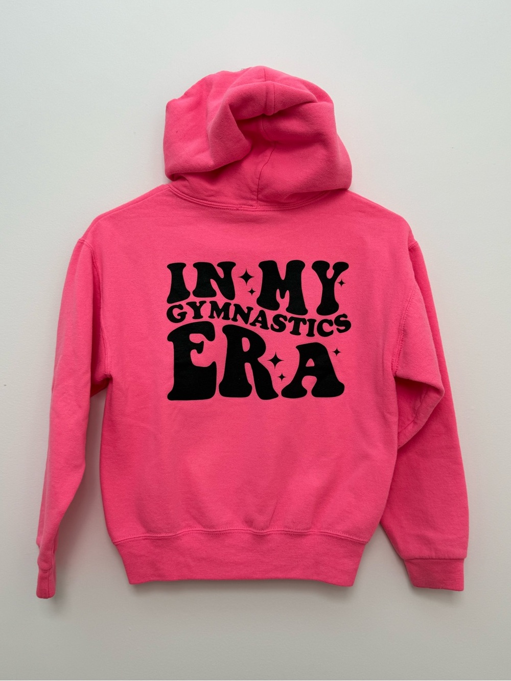 Jerzees Pink Crewneck Hoodie with Black 'In My Gymnastics Era' Graphic